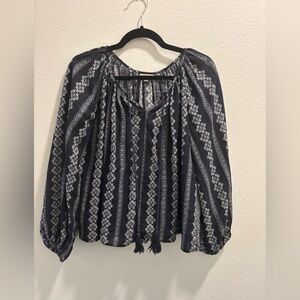 Holding Horses Navy Swing Blouse, Size M